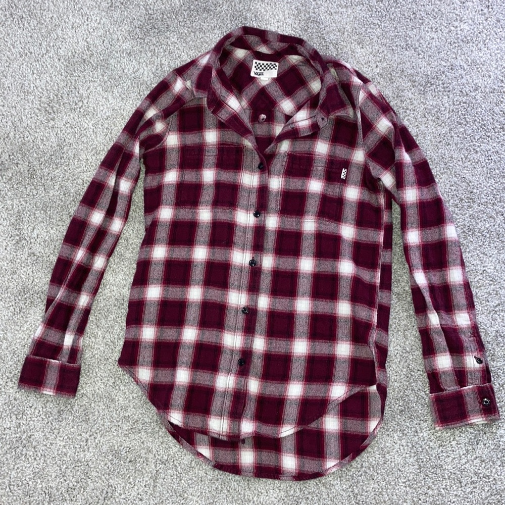 Vans Maroon and White Flannel